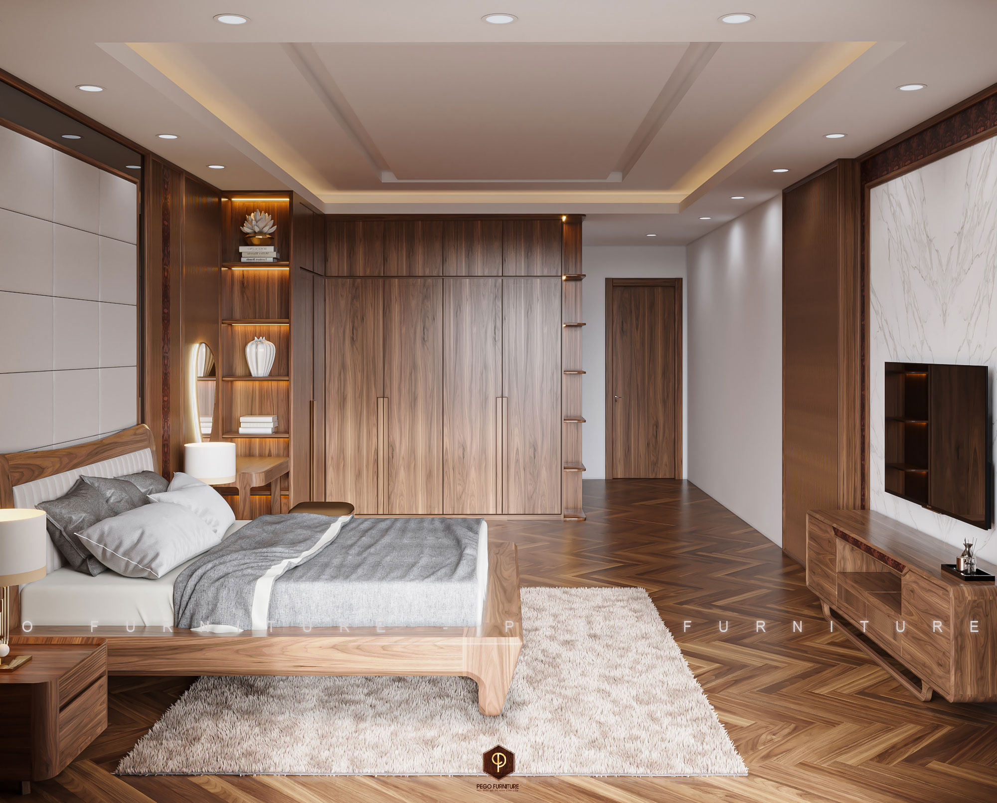 Nội thất gỗ óc chó phòng ngủ