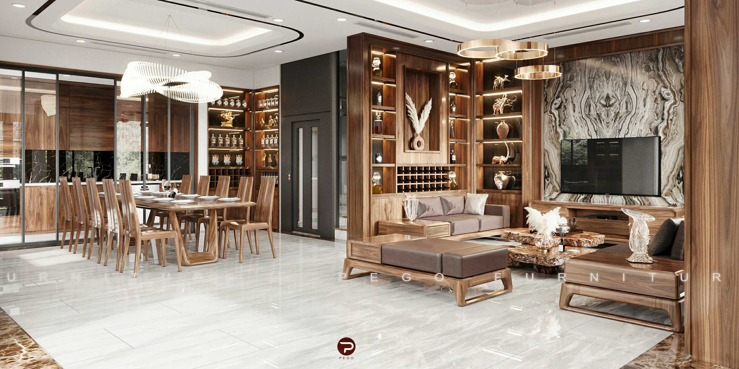 Nội thất gỗ óc chó phù hợp với nhiều không gian gia đình