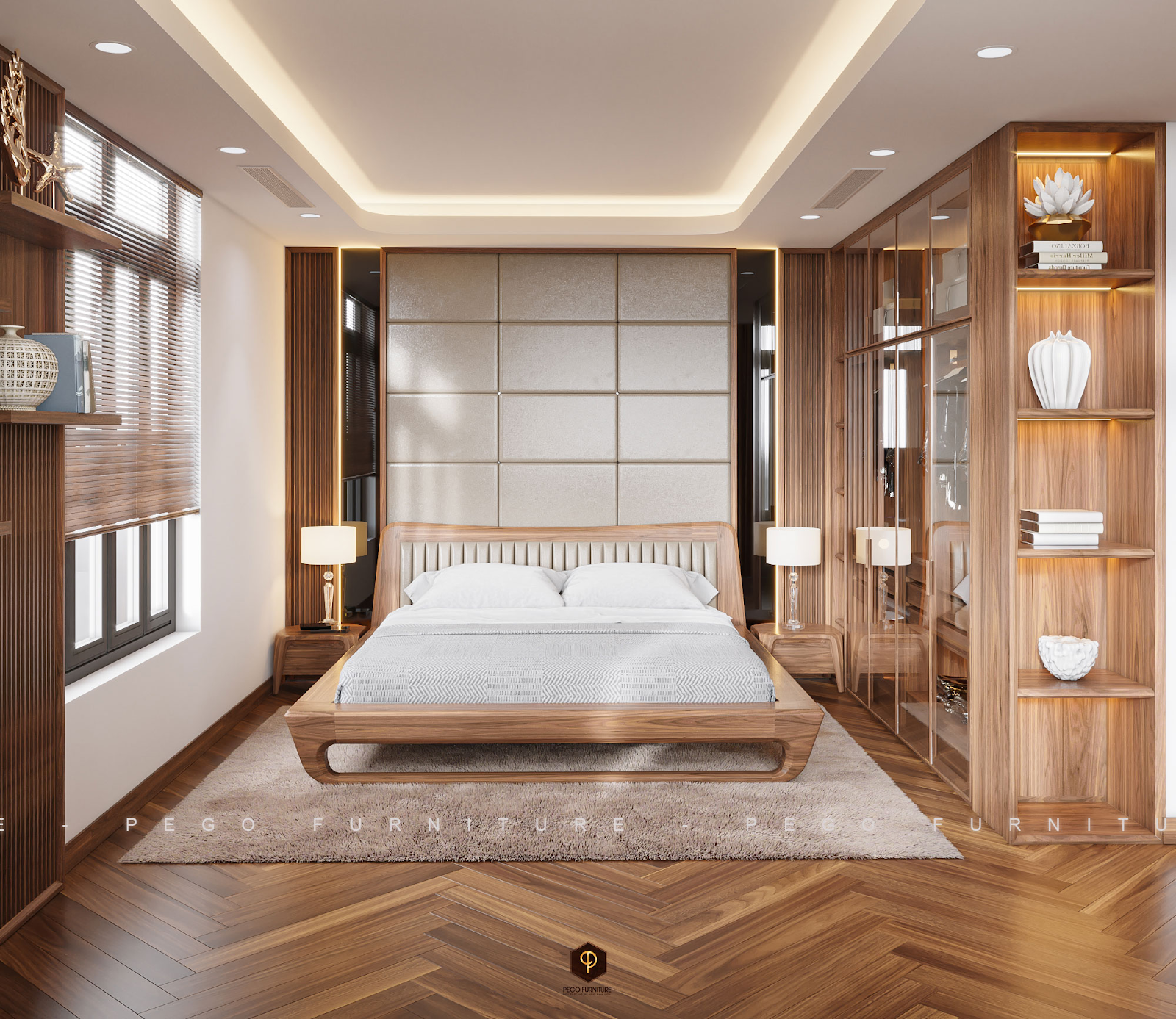 Thiết kế phòng ngủ gỗ óc chó ngày càng được ưa chuộng